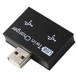 Rozdzielacz splitter USB 2.0 1x port męski na 2x port żeński czarny